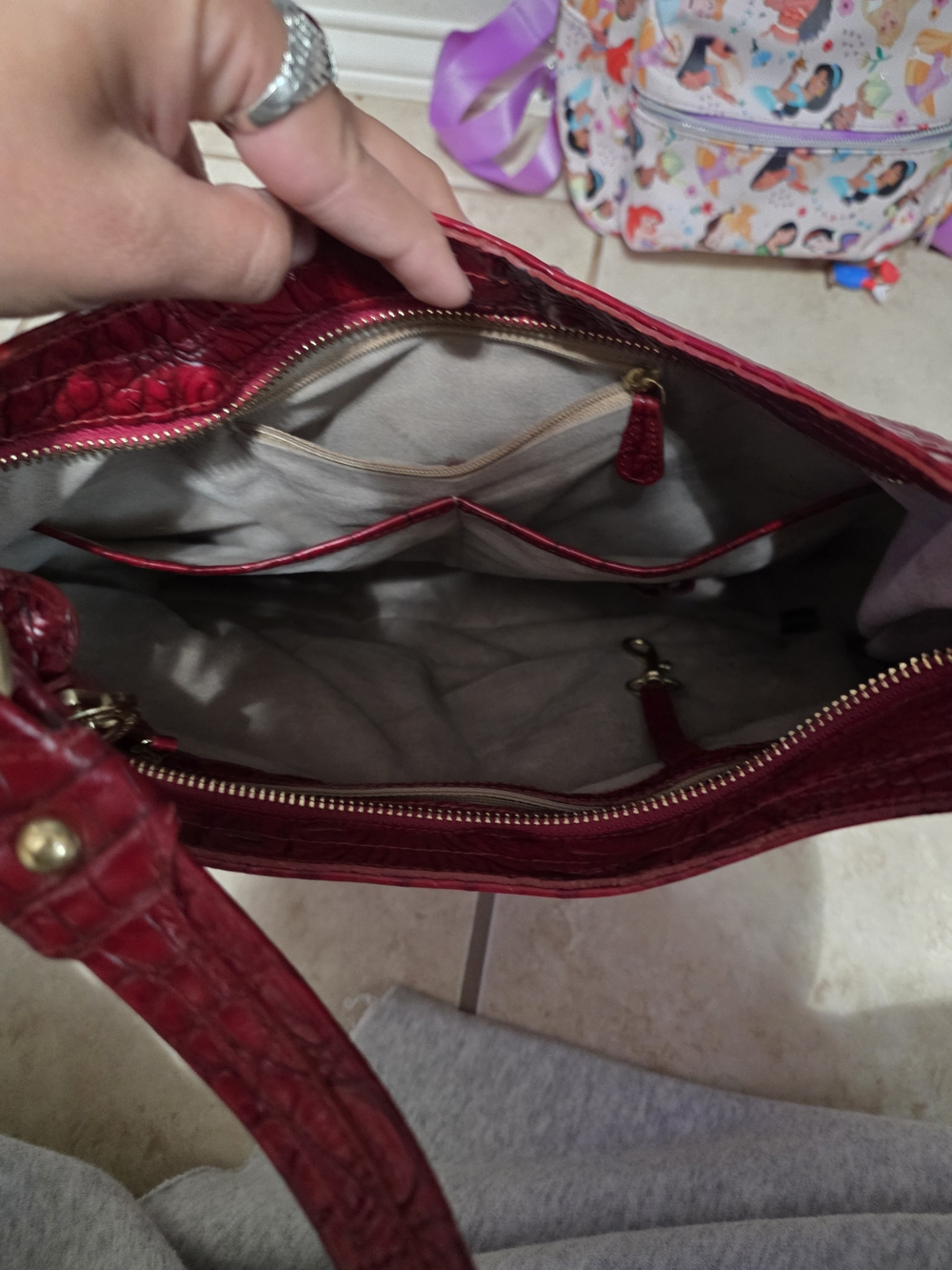Brahmin Red Croc-Embossed Shoulder Bag - Picture 3 of 3